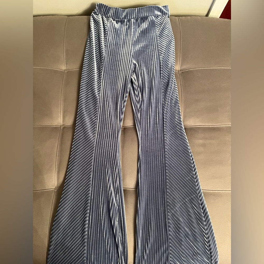 Molly Green Blue Velvet Wide leg pants (read description)